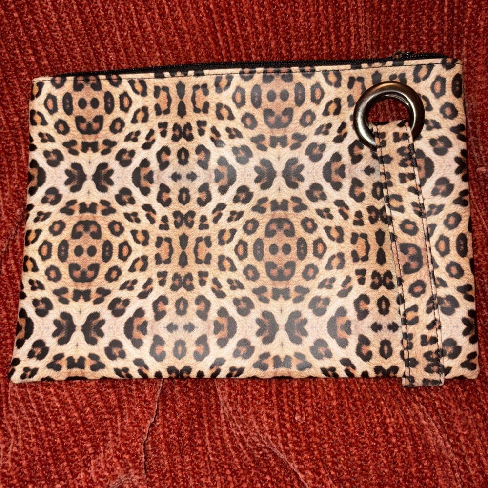 Leopard Print Clutch with Ring Detail